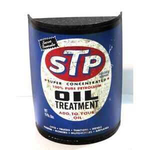 Open Road Brand STP Motor Oil Treatment Half Can Metal Wall Deco Man Cave Garage